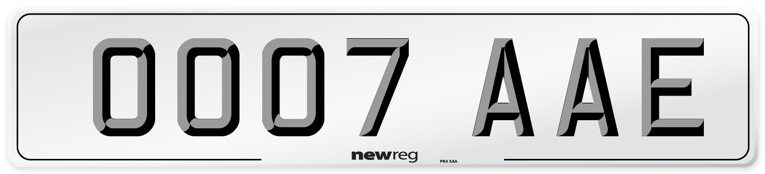OO07 AAE Number Plate from New Reg